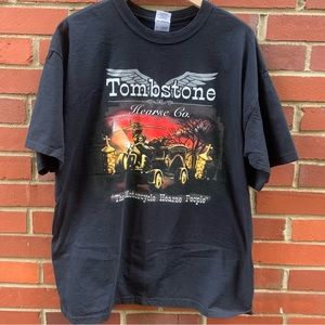 Tombstone Hearse Co shirt w/ grim reaper on motorcycle pulling casket- XL